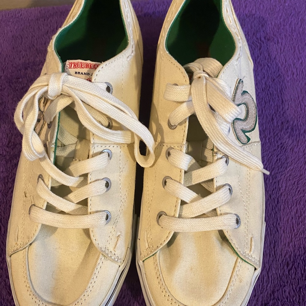 Men True Religion Beige Canvas Sneaker Shoes
